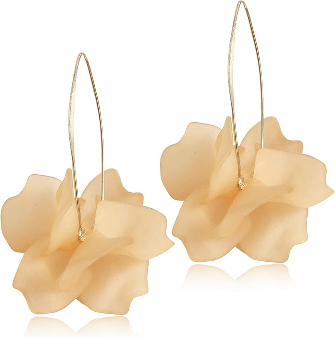 D.Rosse Boho Rose Petal Dangle Resin Earrings - Long Drop Acrylic Tiered Flower Earrings - Statem... | Amazon (US)