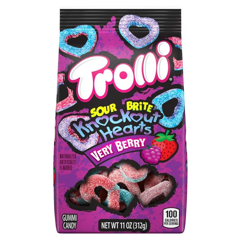 Trolli Valentine's Day Sour Brite Very Berry Knockout Hearts, 11 oz Bag | Walmart (US)