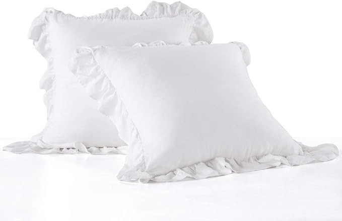 MEADOW PARK Stone Washed French Linen European Pillow Shams, Set of 2 Pieces, 26 inches x 26 inch... | Amazon (US)
