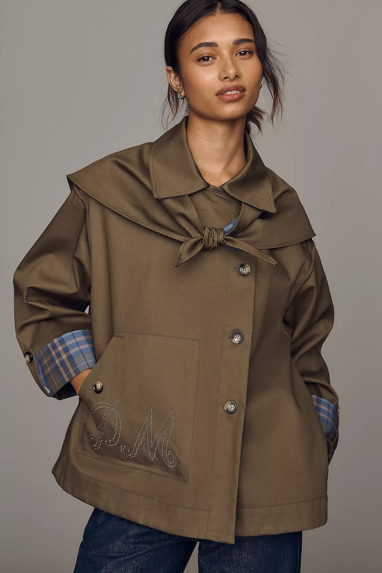 Damson Madder Jerry 100% Cotton Cropped Trench Coat | Anthropologie (US)