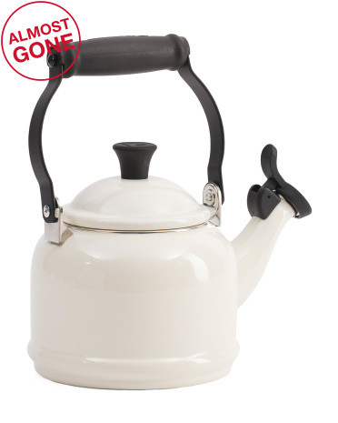 LE CREUSET
1.25qt Demi Kettle
$49.99
Compare At $70 
help
Color:Cream

Size:OS
OS
ONLY 2 LEFT!


 
Free Shipping on all Orders of $89+ Use Code SHIP89 | > 
Returns are Free In Store and Easy by Mail | >  
Product Details click to collapse contents

Suitable for all heat sources, including induction, stainless steel handle bracket, durable surface, single tone, fixed whistle indicates boiling
1.25qt capacity
Ceramic
Imported
Style #:1000933391
Shop More
KITCHEN & DINING ROOM  HOME  KITCHEN & TABLETOP  COOKWARE & BAKEWARE  GIFTS FOR HOME  BIRTHDAY GIFTS
You May Also Like
Add this product to your favorites

REVEAL DESIGNER
original price:19.99
Compare At compare at price: $38.00
Add this product to your favorites

MY MINDS EYE
original price:7.99
Compare At compare at price: $12.00
Add this product to your favorites

FRENCH HOME
original price:12.99
Compare At compare at price: $24.00
Add this product to your favorites

MARTHA STEWART
original price:16.99
Compare At compare at price: $28.00
Add this product to your favorites

AZZURE HOME
original price:7.99
Compare At compare at price: $11.00
Add this product to your favorites

BRUND BY SCANPAN
original price:7.99
Compare At compare at price: $14.00
Add this product to your favorites

RACHEL ZOE
original price:9.99
Compare At compare at price: $14.00
Add this product to your favorites

NOVOGRATZ
original price:29.99
Compare At compare at price: $48.00
Add this product to your favorites

REVEAL DESIGNER
original price:29.99
Compare At compare at price: $50.00
Add this product to your favorites

CUISINART
original price:9.99
Compare At compare at price: $14.00
Add this product to your favorites

MAHOGANY
original price:9.99
Compare At compare at price: $14.00
Add this product to your favorites

MAGASCHONI
original price:29.99
Compare At compare at price: $42.00
 | TJ Maxx