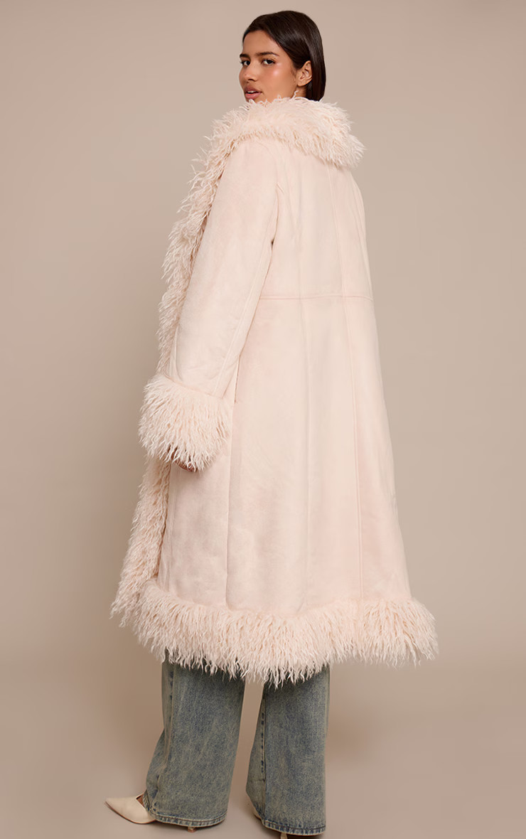 Tall Cream Afghan Style Maxi Coat | Tall | PrettyLittleThing US