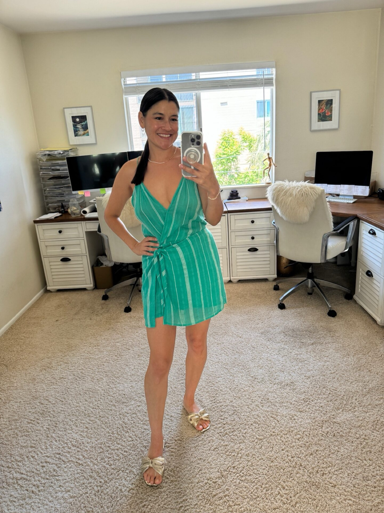 Summer Outfit: Vix mini dress, Journee Collection slides, and Monica Vinader  jewelry

#LTKShoeCrush #LTKStyleTip #LTKSeasonal