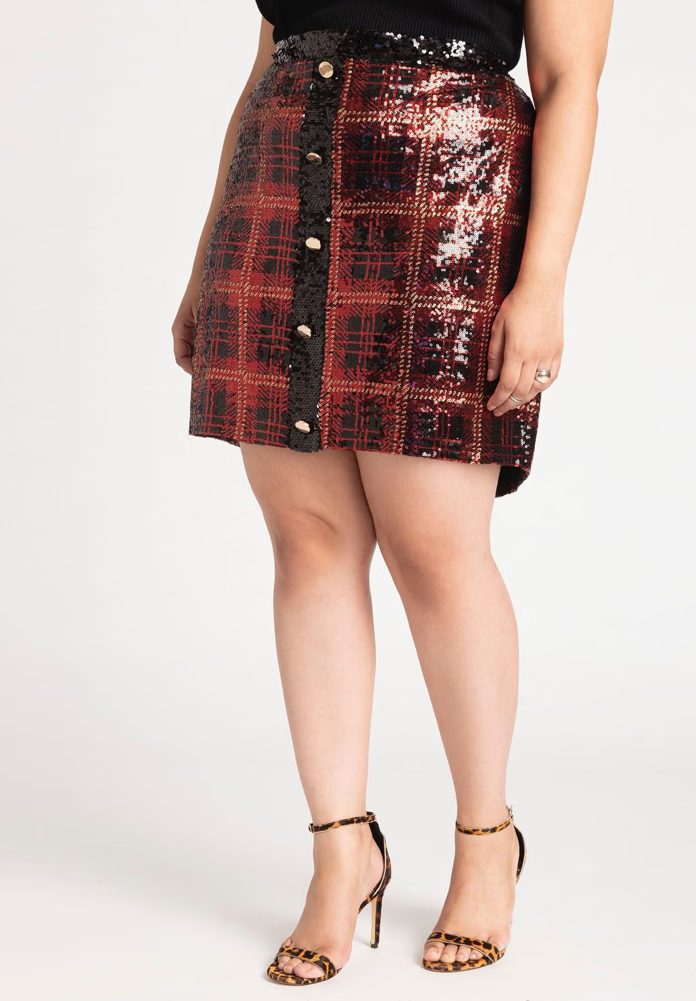 Plaid Sequin Skirt | Eloquii