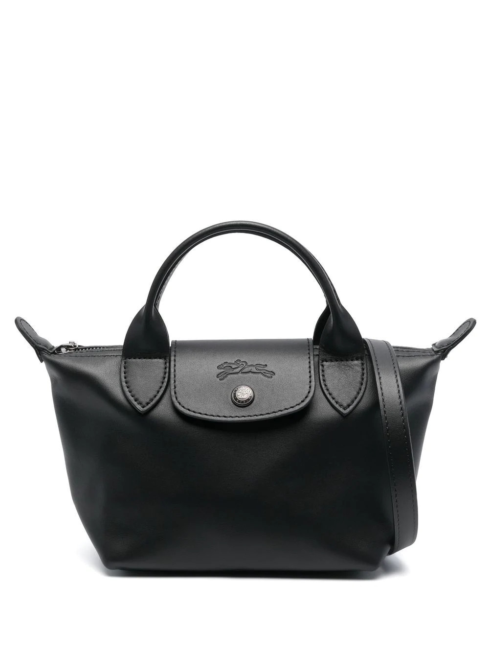 Longchamp Le Pliage leather mini bag - Black | Farfetch Global