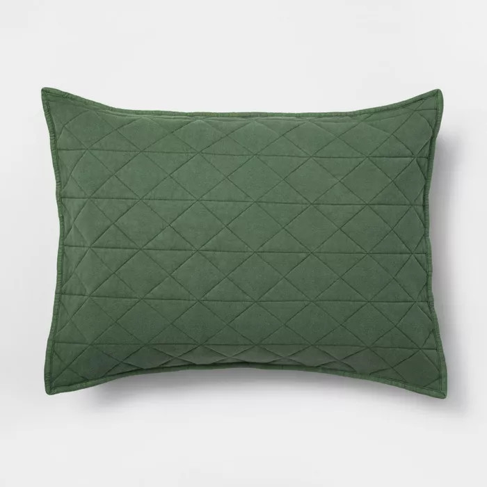 Standard Vintage Wash Jersey Pillow Sham Green - Pillowfort™ | Target