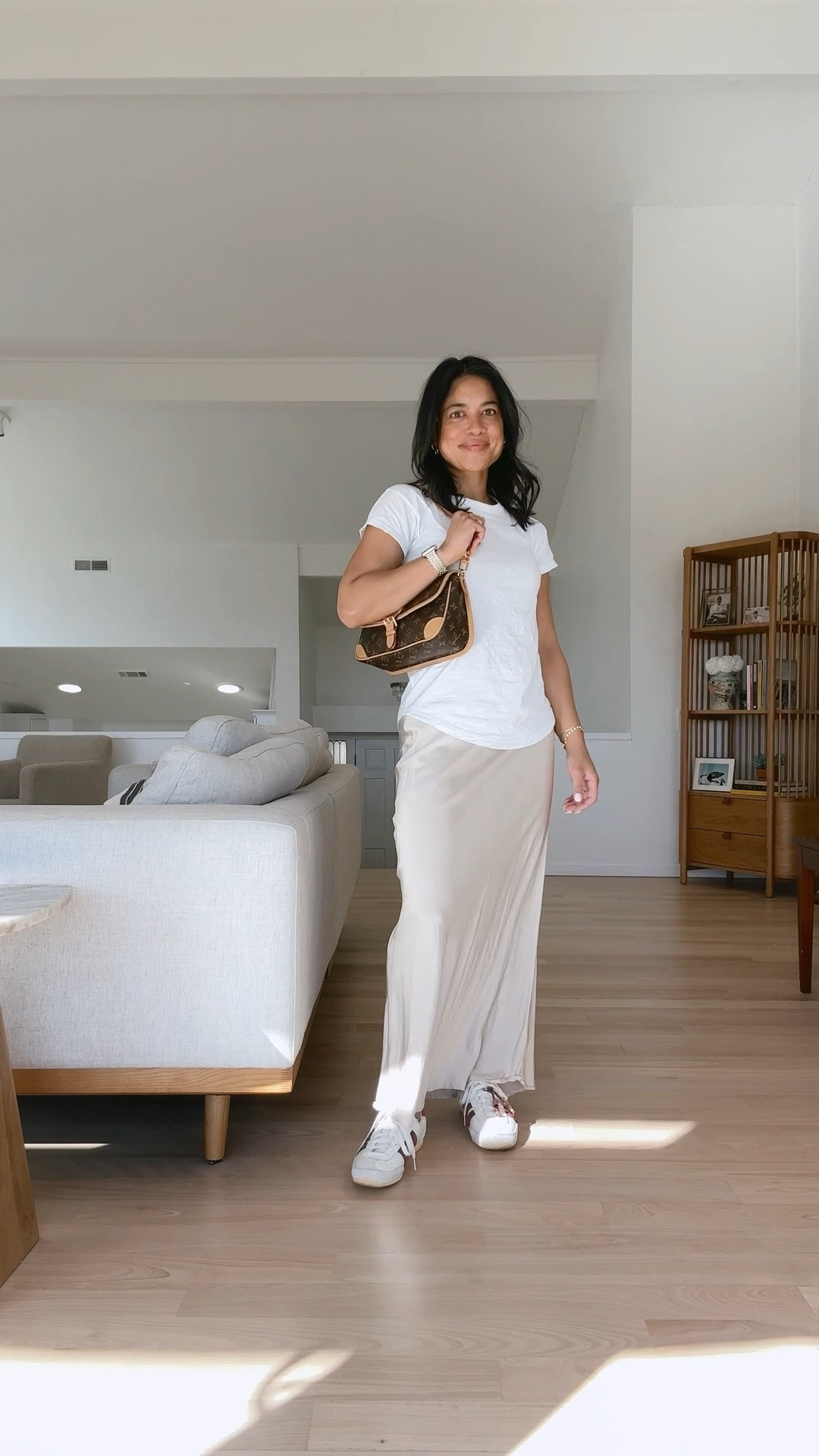 Cute casual outfit for church today. Feeling like summer here - love dressing down a maxi satin skirt with a tee and sneakers - edfortlessly cool

#LTKSaleAlert #LTKootd #LTKPetite