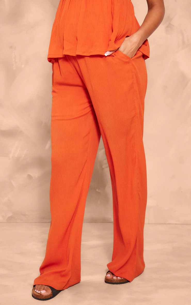 Maternity Orange Cheesecloth Wide Leg Pants | PrettyLittleThing US
