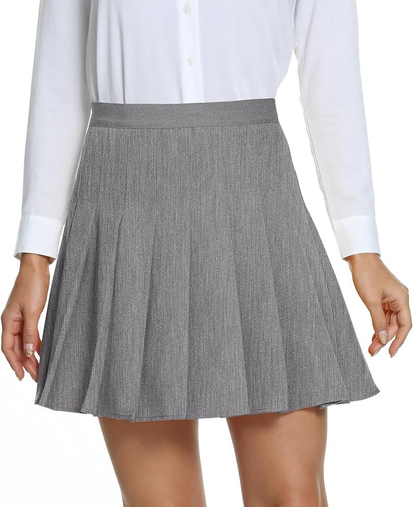Urban CoCo Women's Pleated High Waist Solid School Uniform Skirt | Amazon (US)