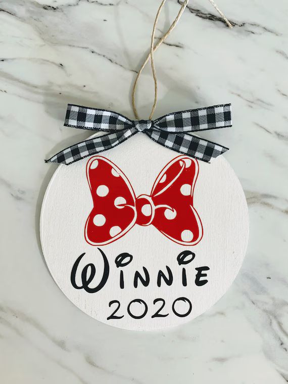 Minnie Mouse Bow Custom Name Ornament 2020 | Etsy | Etsy (US)