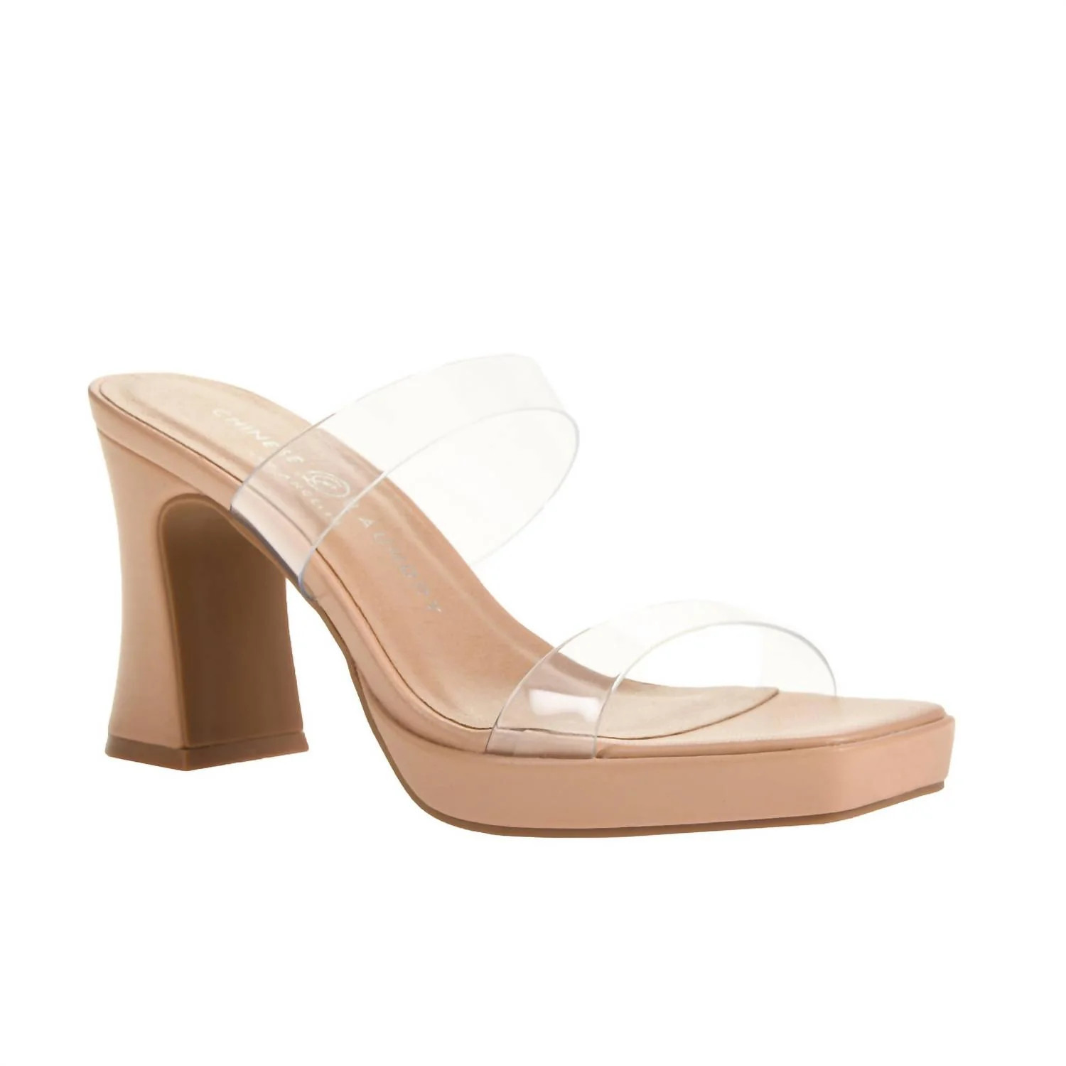 Women's Double Strap Block Heel Sandal In Clear | Shop Simon