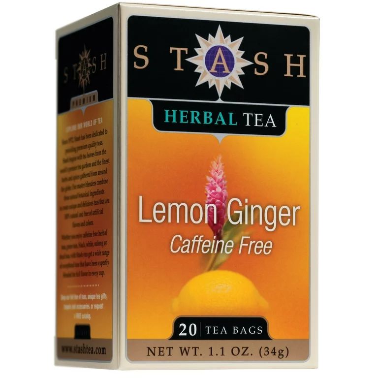 Stash Tea, Lemon Ginger Herbal Tea, 20 Ct | Walmart (US)