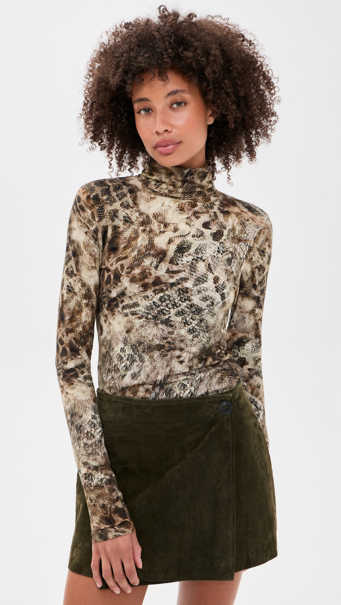 Ramy Brook Python Thea Turtleneck Bone Python XXS | Shopbop