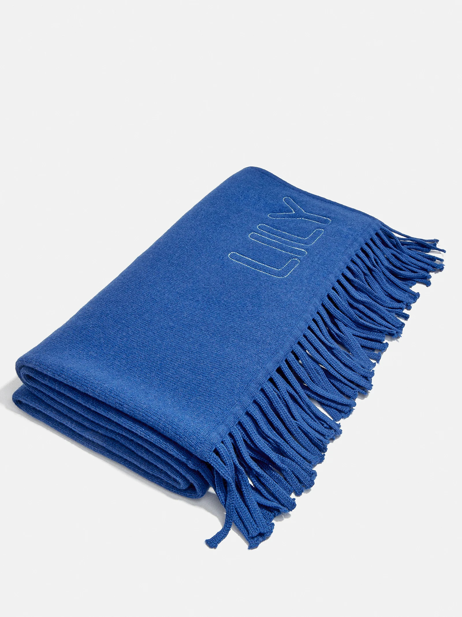 Pure Merino Wool Custom Blanket - Royal Blue/Sky Blue | BaubleBar