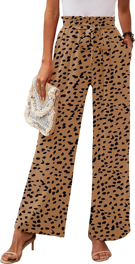 Heymoments Women's Wide Leg Lounge Pants with Pockets Lightweight High Waisted Adjustable Tie Kno... | Amazon (US)