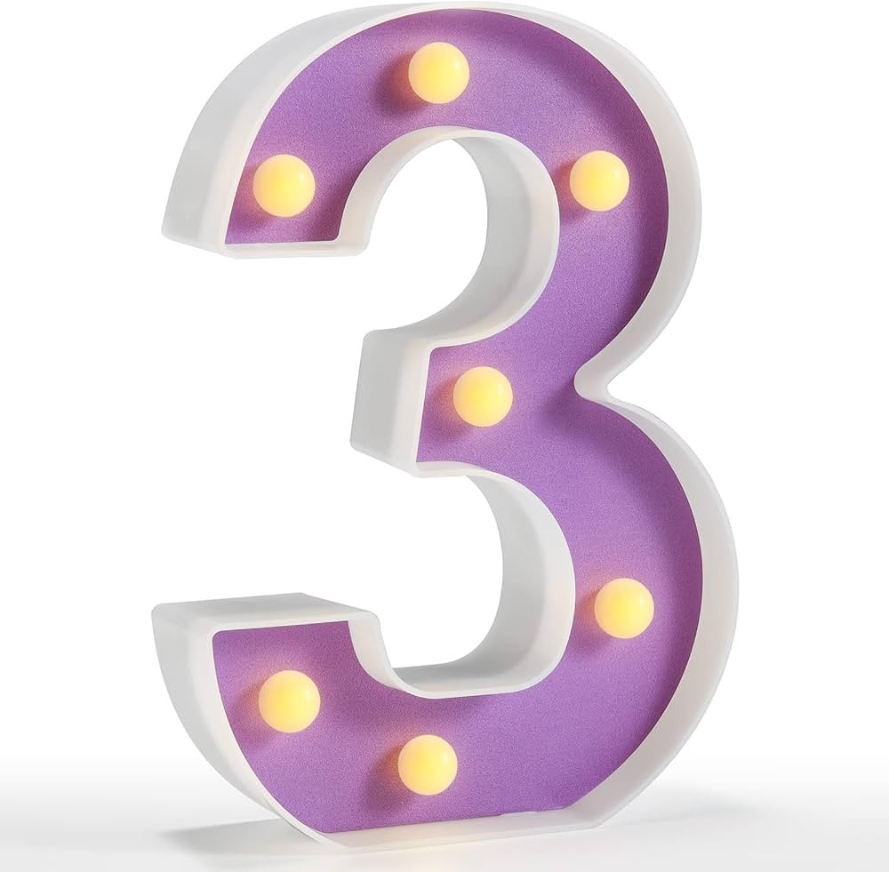 Pooqla Light Up Numbers, LED Lighted Numbers, Purple Marquee Numbers for Party, Battery Powered N... | Amazon (US)