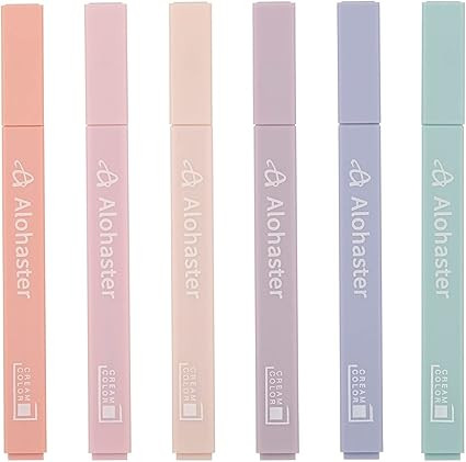 Alohaster HPSIZEE Aesthetic Cute Highlighters Mild Assorted Colors With Soft Chisel Tip, No Bleed... | Amazon (US)
