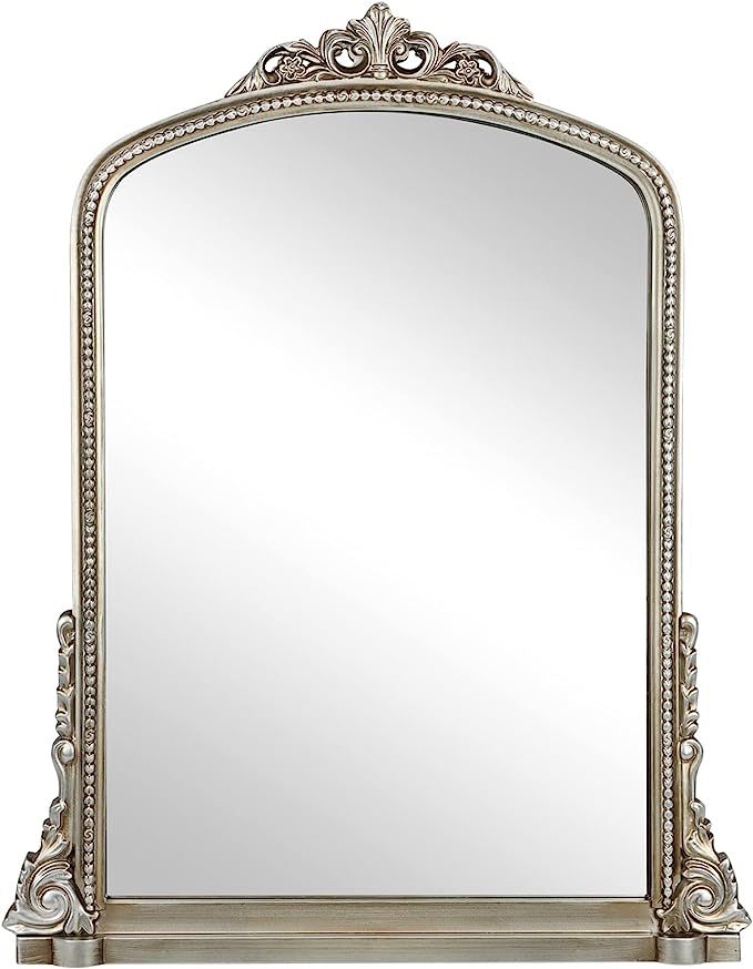 Traditional Arched Mirror Baroque Large Decorative Wall Mirror Bathroom Vanity Rectangle Wall Mir... | Amazon (US)