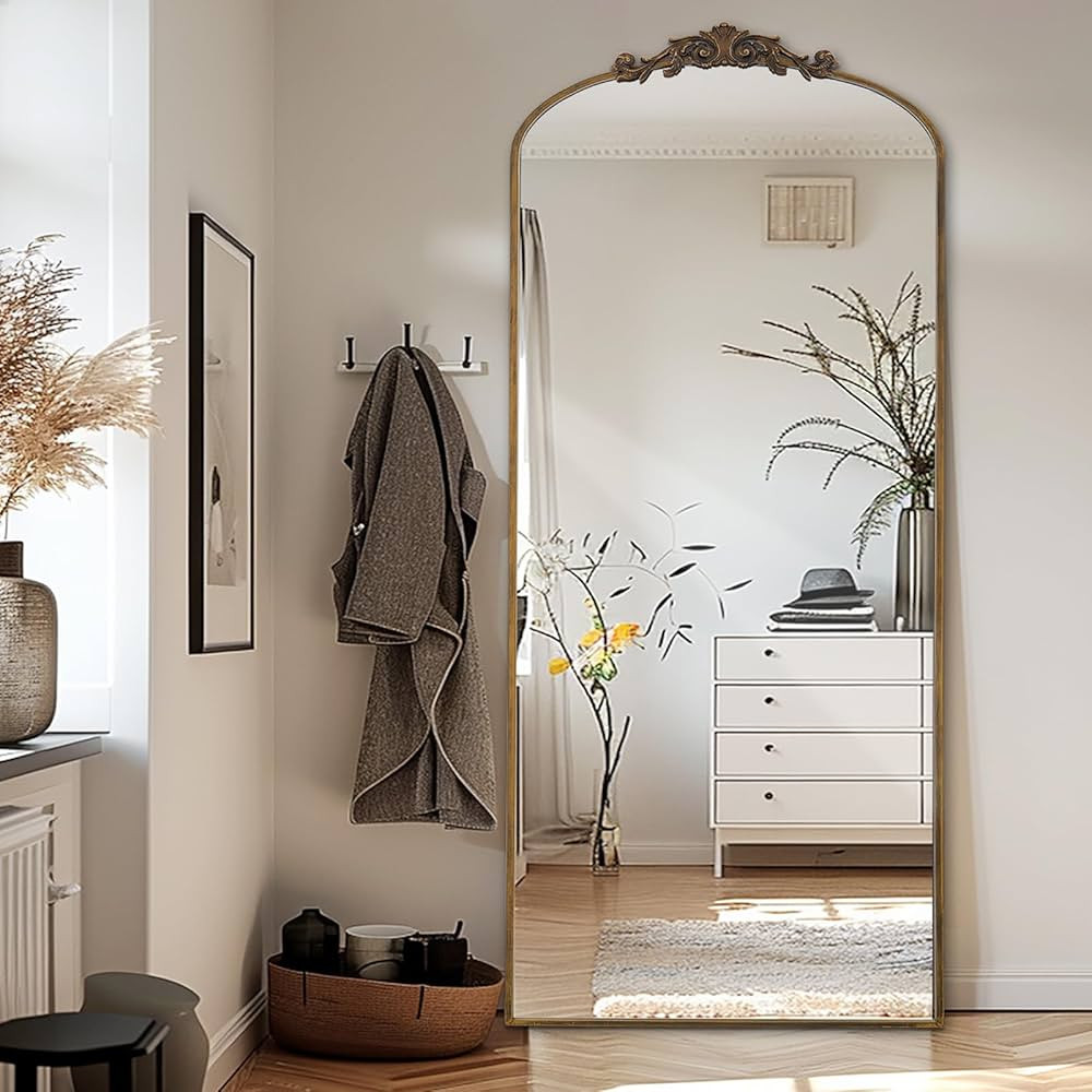 Filigree Floor Mirror 71"x30" Full Length Freestanding with Vintage Ornate Carved Applique Full B... | Amazon (US)