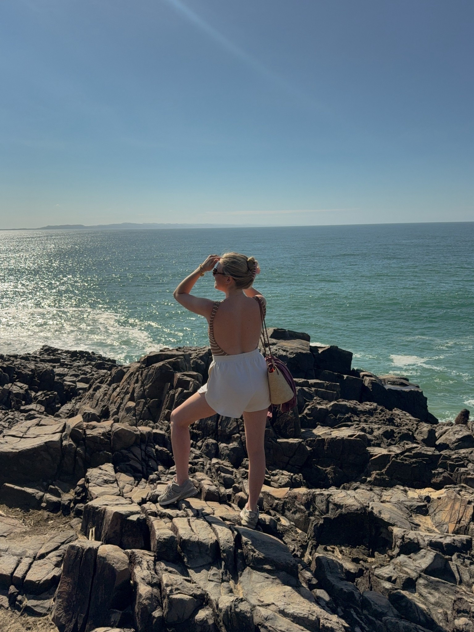 Beach outfit; summer outfit, holiday outfit, holiday style, summer style, cream shorts, jogger shorts, grey trainers, new balance trainers, hunza g swimsuit, crinkle swimsuit,  brown swimsuit, striped swimsuit, swimwear, beach style 

#LTKswimwear #LTKAroundTheWorld #LTKstyletip