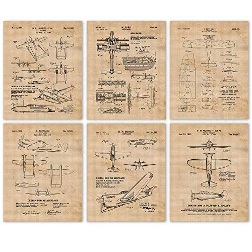Vintage Howard Hughes, Henry Ford & Classic Airplanes Patent Prints, Set of 6 (8x10) Unframed Pho... | Amazon (US)