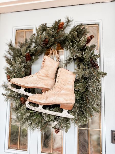 Outdoor Christmas wreath spiced up with the cutest pair of skates!! 🎄 

#LTKHoliday #LTKSeasonal #LTKhome