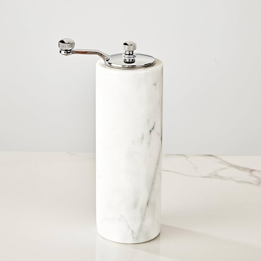 White Marble Salt and Pepper Grinders, Round Stoneware Grinder, Hand Grinder for Sea Salt, Pepper... | Amazon (US)