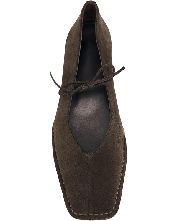 Lace Up Square Toe Ballet Flats for Women Cute Bow Slip On Mary Jane Flats Casual Ballerina Shoes | Amazon (US)