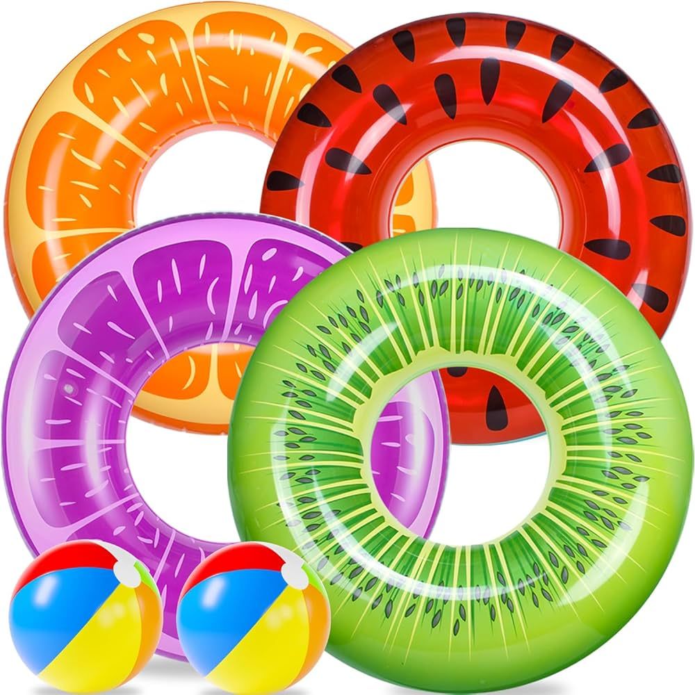FindUWill 6 Pack Pool Floats Kids, Pool Swim Tubes Rings(4 Pack) - 4Pcs Inflatable Big Floaties B... | Amazon (US)