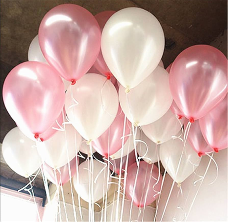 50 pcs 12inch Pink and White Balloons, Pearl Latex Balloons for Girl Birthday Party Wedding Decor... | Amazon (US)