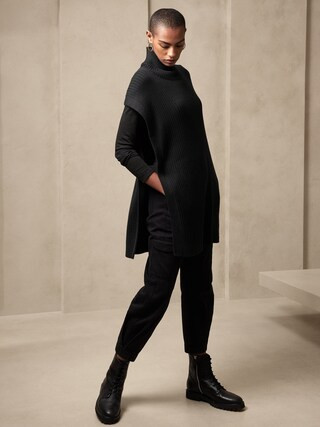 Mock-Neck Knit Poncho | Banana Republic Factory