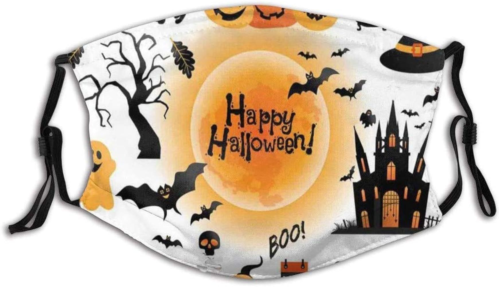 Adults Reusable and Breathable Cotton Face ṁɑşḱs, with Pumpkin Halloween Pattern Adjustable... | Amazon (US)