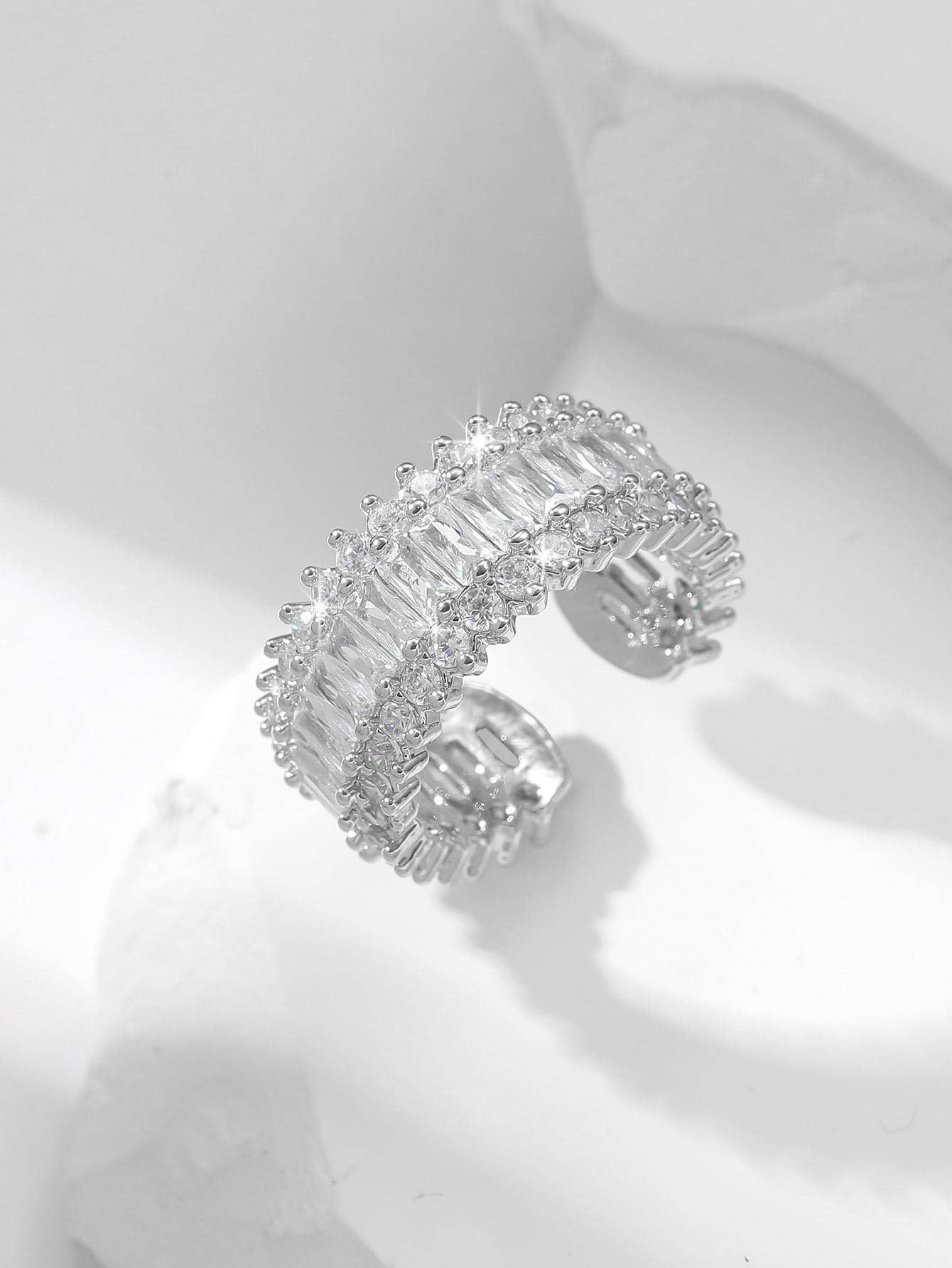 Wedding/Bride T-Shaped Cubic Zirconia Adjustable Ring | SHEIN