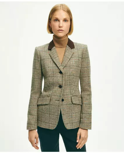 Wool Tweed Houndstooth Riding Jacket | Brooks Brothers