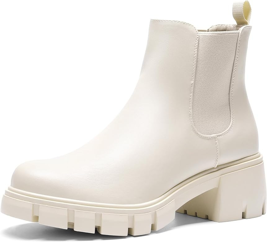 DREAM PAIRS Women's Elastic Chelsea Ankle Boots Platform Low Chunky Block Heel Lug Sole Slip on F... | Amazon (US)