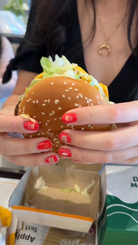 Nails Inc x McDonald's nail polish kit with red nail polish and nail stickers with burgers, fries, and ice cream. So cute and fun! 

#LTKbeauty #LTKsalealert #LTKfindsunder50