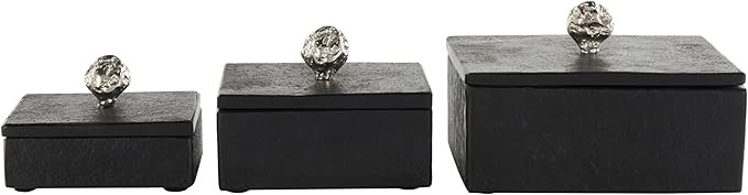 Deco 79 Marble Decorative Box Decorative Keepsake Boxes with Textured Silver Aluminum Knobs, Set ... | Amazon (US)