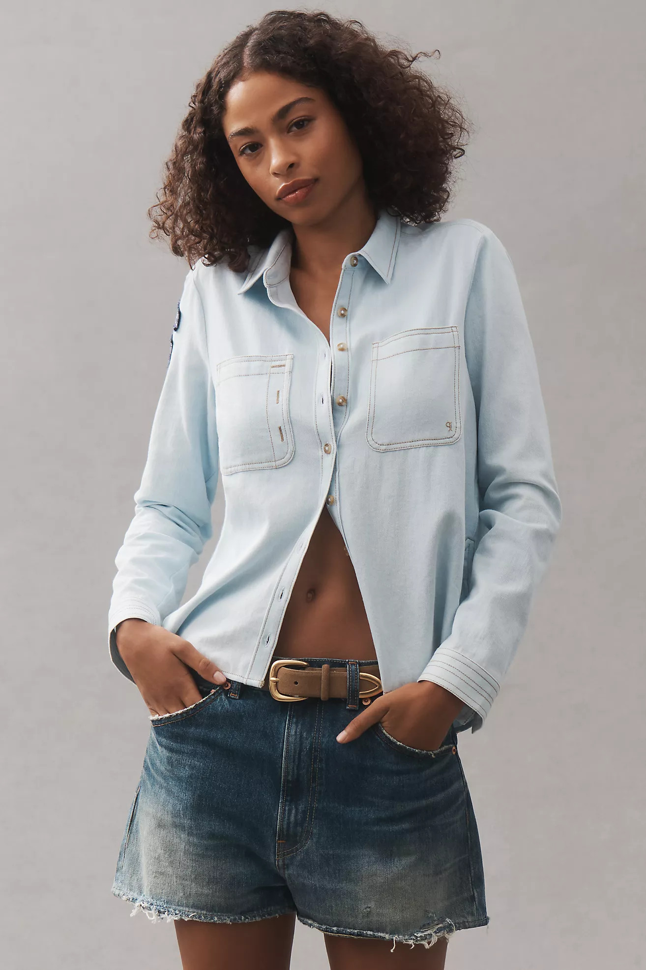 The Tabby Buttondown Patch Shirt by Pilcro | Anthropologie (US)