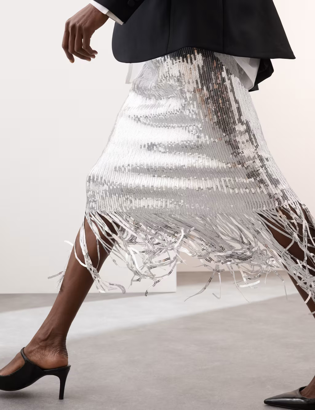 Sequin Tassel Knee Length Slip Skirt | Marks & Spencer (UK)