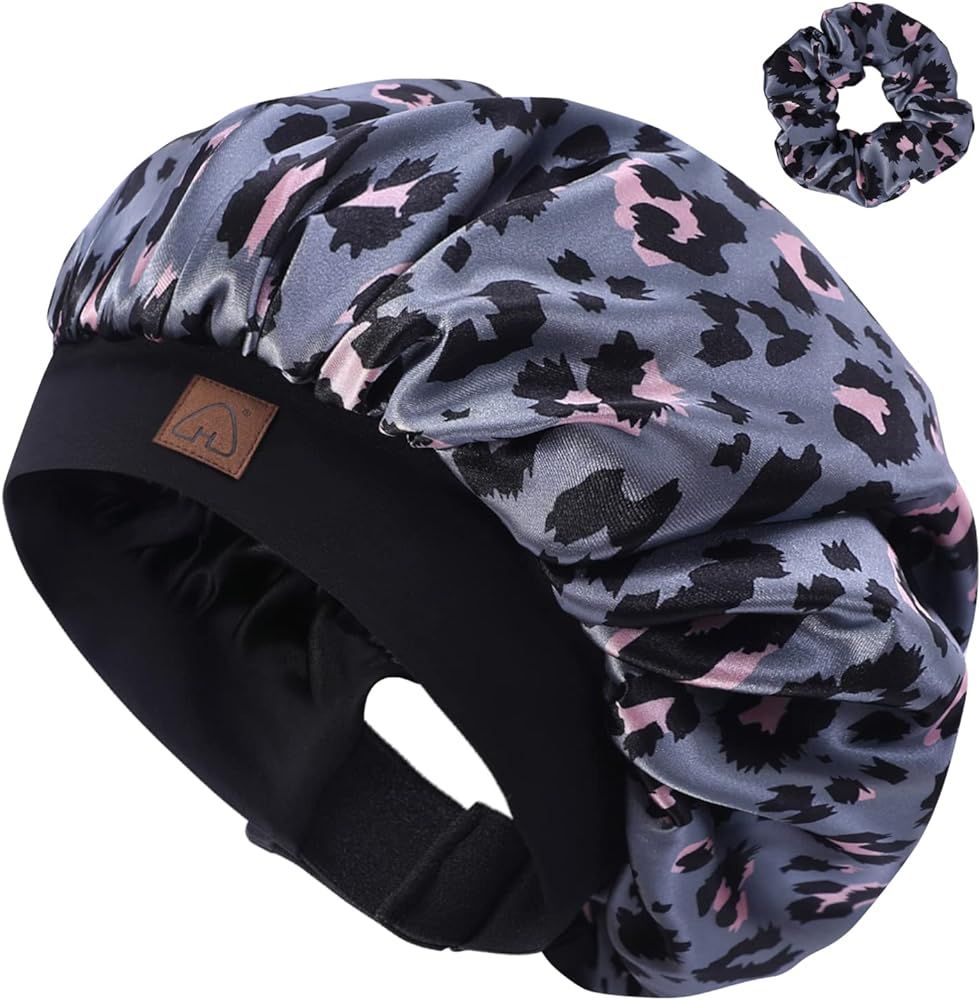 Hat Hut Satin Silk Bonnet for Curly Hair Sleep Cap for Women Sleeping Adjustable Hair Bonnet with... | Amazon (US)