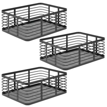 Modern Decor Metal Wire Food Organizer Storage Bin Baskets for Kitchen Cabinets Pantry Bathroom Laun | Walmart (US)