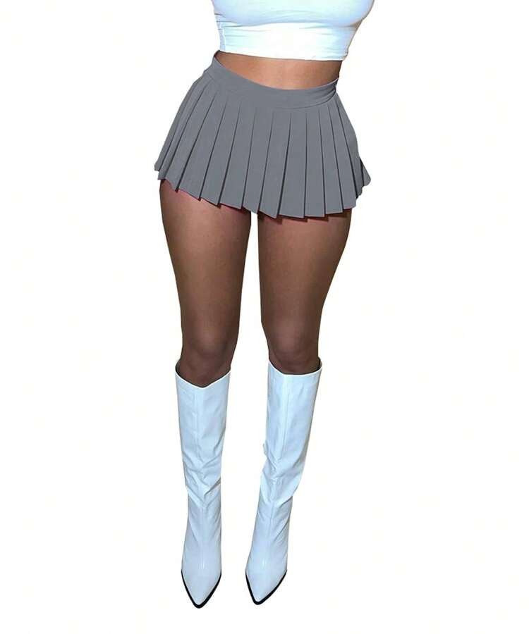 Women's Mini Pleated Skirts Sexy Club Y2k High Wiast Stretchy Tennis Skater A-Line Skirt | SHEIN