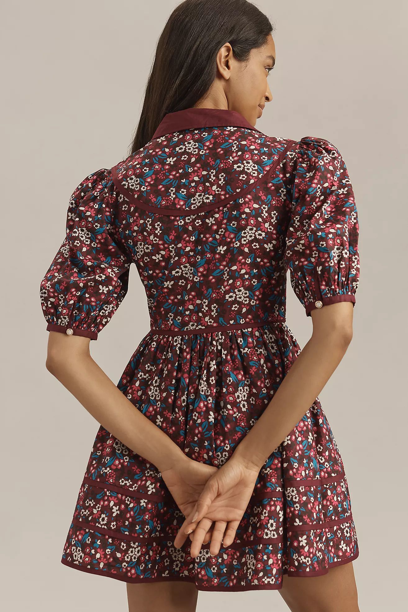 Maeve Puff-Sleeve Collared Mini Dress | Anthropologie (US)