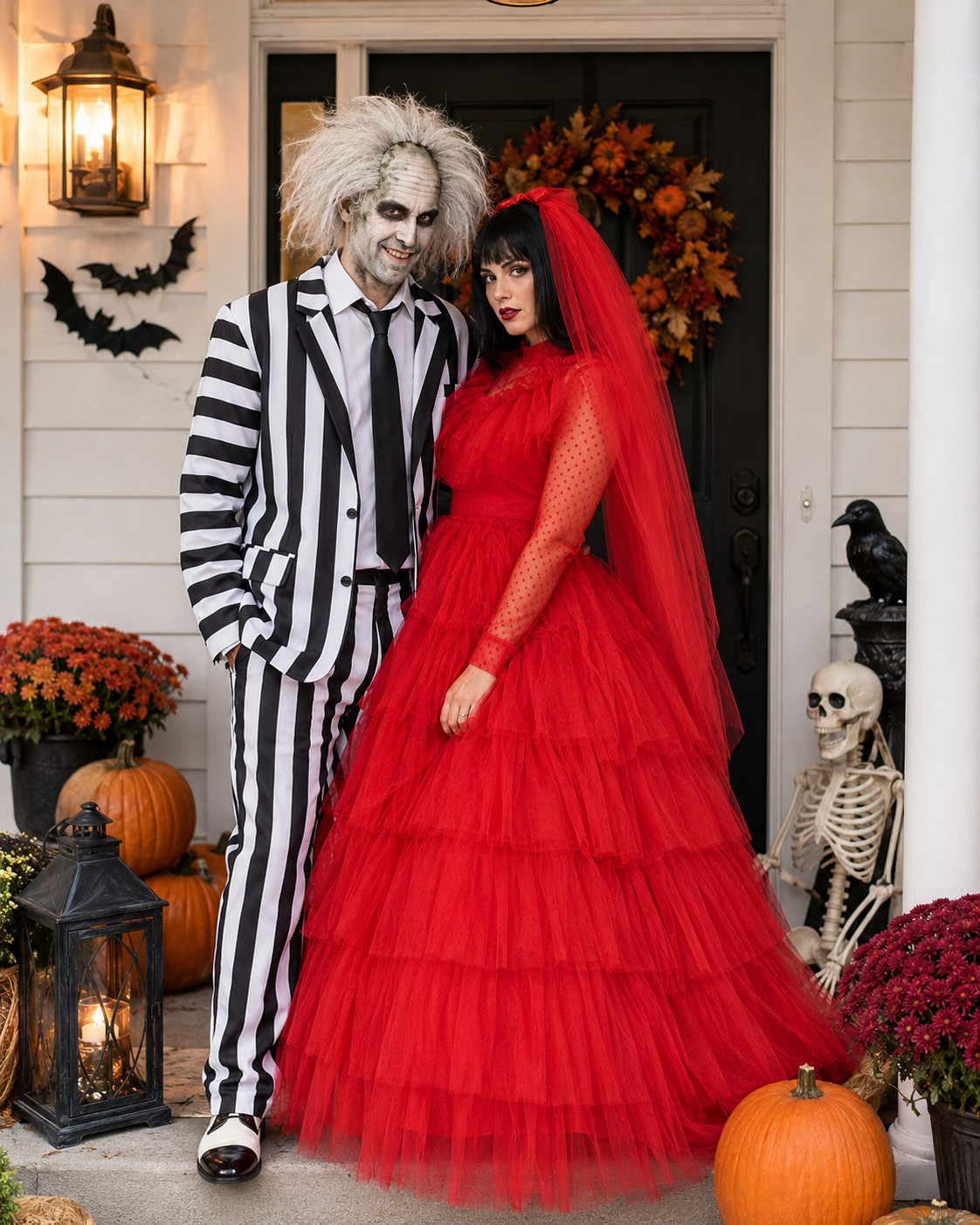 Such a fun Halloween couple costume idea 👻🖤 The black-and-white striped suit paired with the dramatic red bridal dress makes the cutest spooky duo for a Halloween party, porch photos, or handing out candy at home. Definitely one of those costumes that gets everyone’s attention without needing a ton of extra accessories. 🎃

#HalloweenCoupleCostume #CouplesCostume #BeetlejuiceCostume #HalloweenCostumeIdeas #HalloweenParty #SpookySeason #CoupleHalloween #HalloweenInspo #OctoberIdeas #Halloween2026 

 #LTKSeasonal #LTKU #LTKSaleAlert