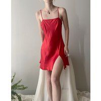 Vintage Red Silk Slip Dress Small | Etsy (US)