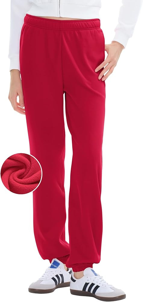 PUMIEY Women’s High Waisted Sweatpants Fleece Baggy Sweat Pants Y2K Lounge Joggers Pants Three-... | Amazon (US)