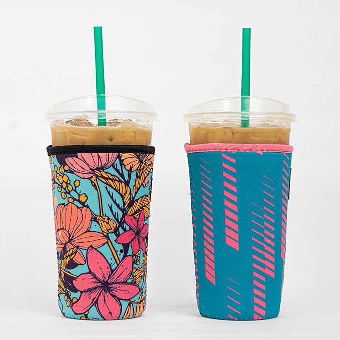 Reusable Insulated Neoprene Iced Coffee Beverage Sleeve | Cold Drink Cup Holder for Starbucks Cof... | Amazon (US)