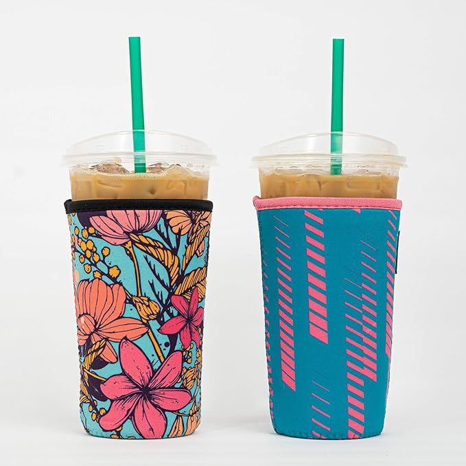 Reusable Insulated Neoprene Iced Coffee Beverage Sleeve | Cold Drink Cup Holder for Starbucks Cof... | Amazon (US)