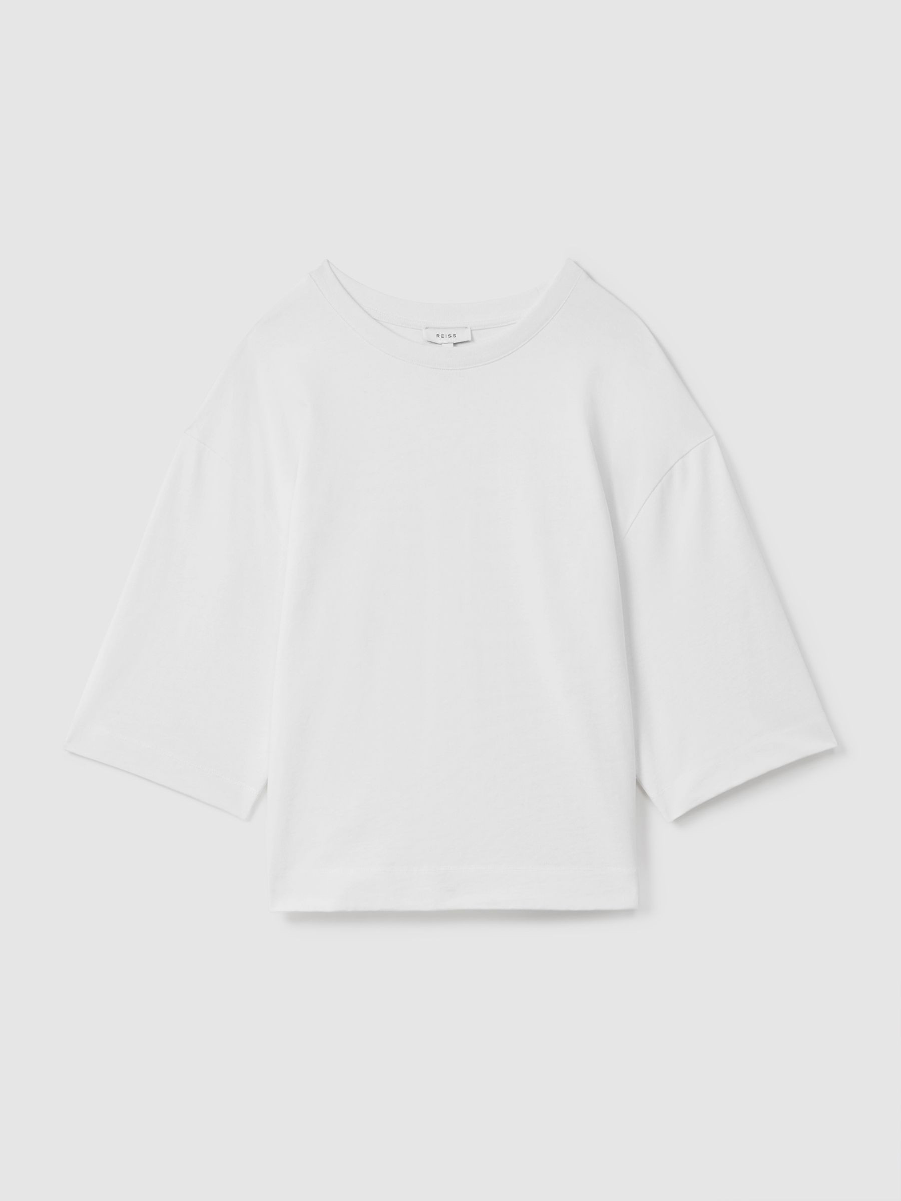 Oversized Cotton Crew Neck T-Shirt in White | Reiss US