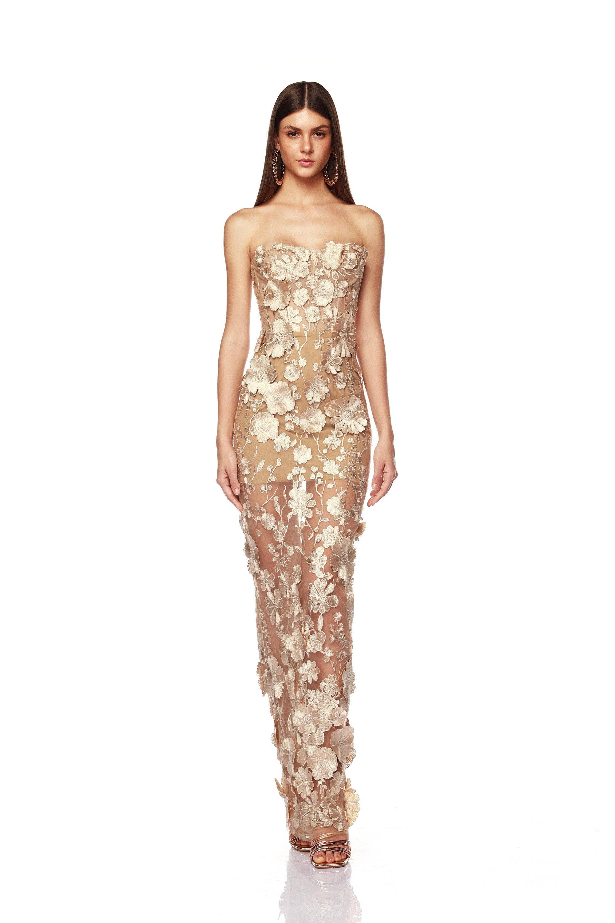 Jasmine Gold Maxi Dress | Bronx and Banco